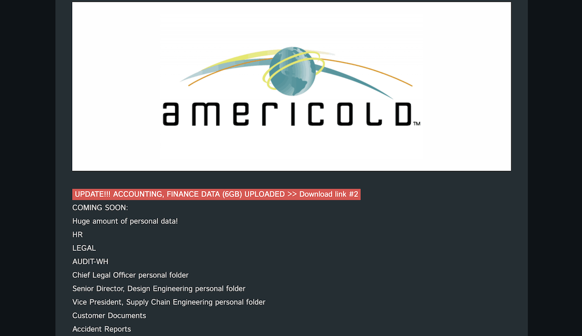 Cactus Americold leak page